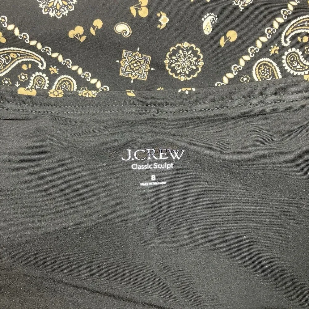 J.Crew Classic Sculpt Gemma One Piece Swimsuit 8 Black Bandana Convertible Print